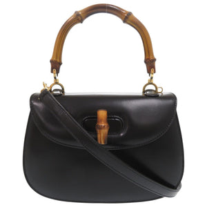 美品 グッチ バンブー 000 46 0188 レザー ブラック 2WAY ハンドバッグ ショルダーバッグ 0257【中古】GUCCI