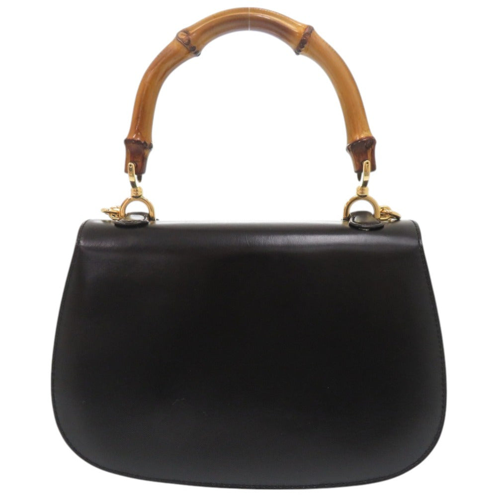 美品 グッチ バンブー 000 46 0188 レザー ブラック 2WAY ハンドバッグ ショルダーバッグ 0257【中古】GUCCI