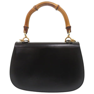 美品 グッチ バンブー 000 46 0188 レザー ブラック 2WAY ハンドバッグ ショルダーバッグ 0257【中古】GUCCI