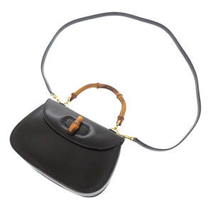 美品 グッチ バンブー 000 46 0188 レザー ブラック 2WAY ハンドバッグ ショルダーバッグ 0257【中古】GUCCI
