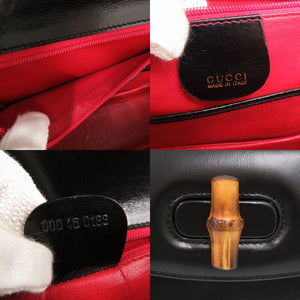 美品 グッチ バンブー 000 46 0188 レザー ブラック 2WAY ハンドバッグ ショルダーバッグ 0257【中古】GUCCI