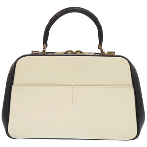 美品 ヴァレクストラ 2WAY セリエエッセ ミディアム レザー ホワイト/ブラック ハンドバッグ 0276【中古】Valextra