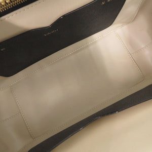 美品 ヴァレクストラ 2WAY セリエエッセ ミディアム レザー ホワイト/ブラック ハンドバッグ 0276【中古】Valextra
