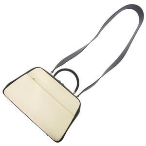 美品 ヴァレクストラ 2WAY セリエエッセ ミディアム レザー ホワイト/ブラック ハンドバッグ 0276【中古】Valextra