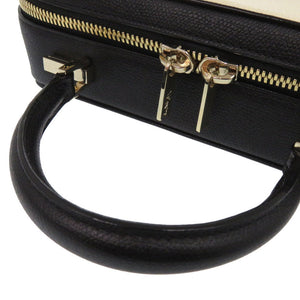 美品 ヴァレクストラ 2WAY セリエエッセ ミディアム レザー ホワイト/ブラック ハンドバッグ 0276【中古】Valextra