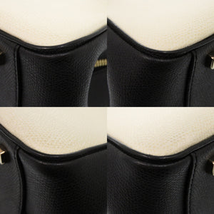 美品 ヴァレクストラ 2WAY セリエエッセ ミディアム レザー ホワイト/ブラック ハンドバッグ 0276【中古】Valextra