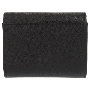 新品同様 プラダ サフィアーノトライアングル 1MH043 レザー ブラック 三つ折り財布 黒 0283【中古】PRADA