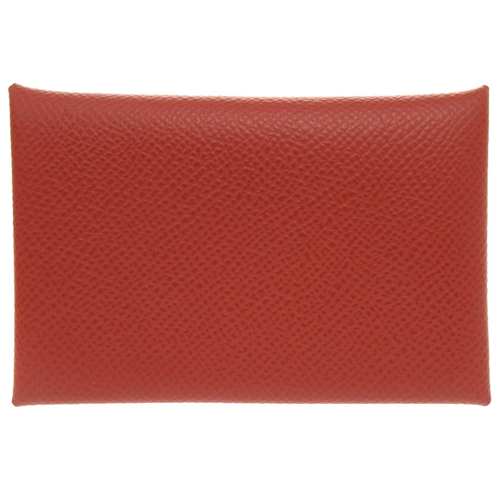 新品同様 エルメス カルヴィ ヴォーエプソン ブリック シルバー金具 U刻印(2022年製) カードケース 茶 0288 【中古】 HERMES