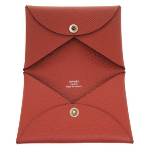 新品同様 エルメス カルヴィ ヴォーエプソン ブリック シルバー金具 U刻印(2022年製) カードケース 茶 0288 【中古】 HERMES