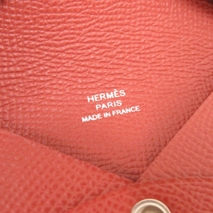 新品同様 エルメス カルヴィ ヴォーエプソン ブリック シルバー金具 U刻印(2022年製) カードケース 茶 0288 【中古】 HERMES