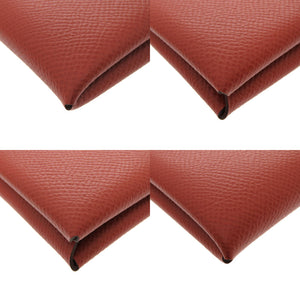 新品同様 エルメス カルヴィ ヴォーエプソン ブリック シルバー金具 U刻印(2022年製) カードケース 茶 0288 【中古】 HERMES