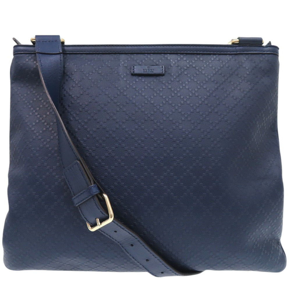 美品 グッチ Diamante Hilary Lux ショルダーバッグ ディアマンテ柄 A4収納 斜め掛け レザー ネイビー 0300【中古】GUCCI