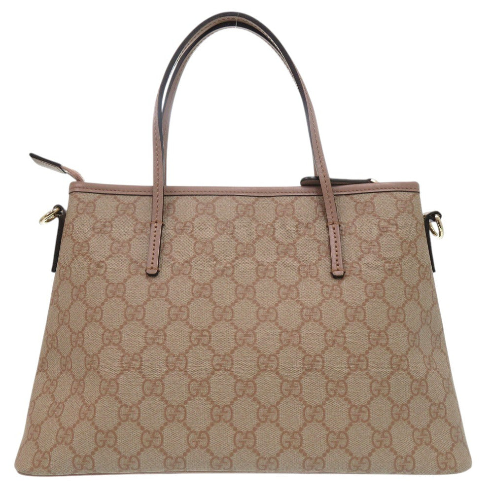 美品 グッチ 2way ハンドバッグ GGスプリーム 353440 コーティングキャンバス レザー ピンク 0302【中古】GUCCI