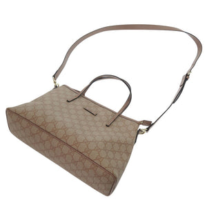 美品 グッチ 2way ハンドバッグ GGスプリーム 353440 コーティングキャンバス レザー ピンク 0302【中古】GUCCI