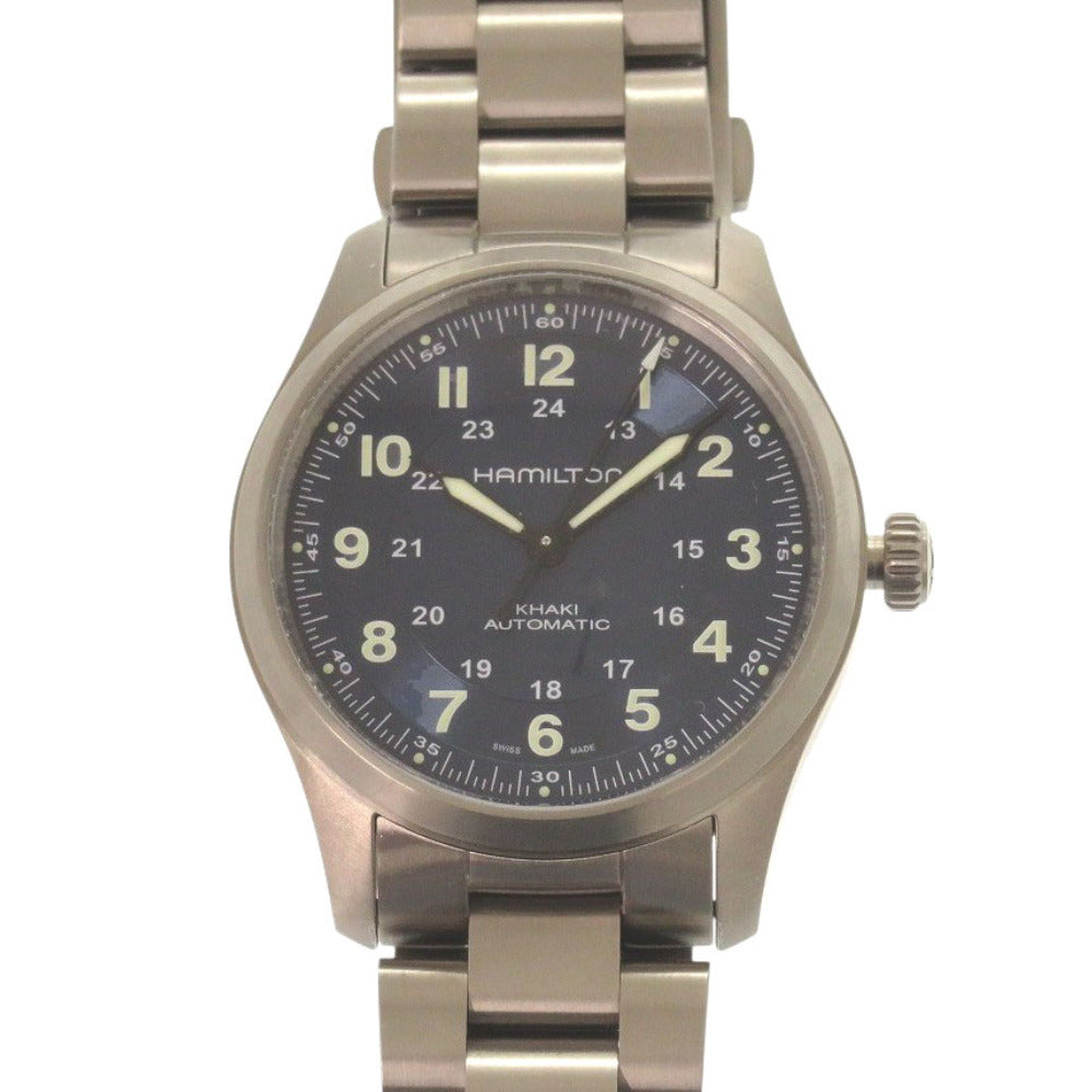 新品同様 ハミルトン カーキ フィールド チタニウム 裏スケ H70205140 ネイビー 自動巻き 腕時計 0317【中古】HAMILTON