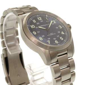 新品同様 ハミルトン カーキ フィールド チタニウム 裏スケ H70205140 ネイビー 自動巻き 腕時計 0317【中古】HAMILTON