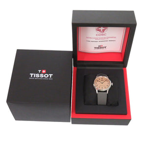 未使用 ティソ ヘリテージ1938 クロノメーター T142.464.16.332.00 ピンク文字盤 グレー SS レザー 自動巻き 腕時計 0318【中古】TISSOT