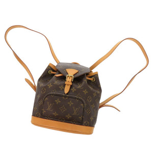 美品 ルイ ヴィトン ミニモンスリ モノグラム M51137 ブラウン リュックサック デイパック LV 0343【中古】LOUIS VUITTON
