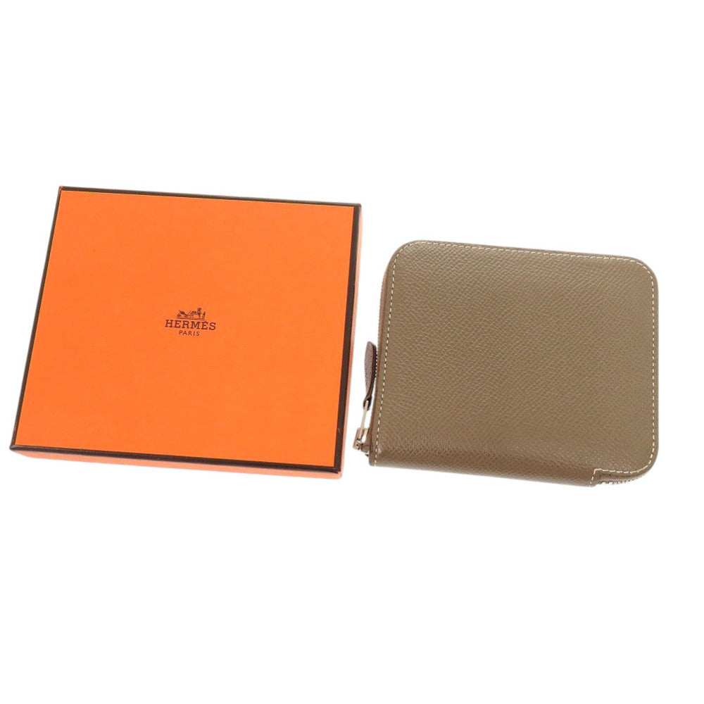 美品 エルメス アザップ シルクイン コンパクト エトゥープ ヴォーエプソン Z刻印(2021年製) コインケース 0346【中古】HERMES