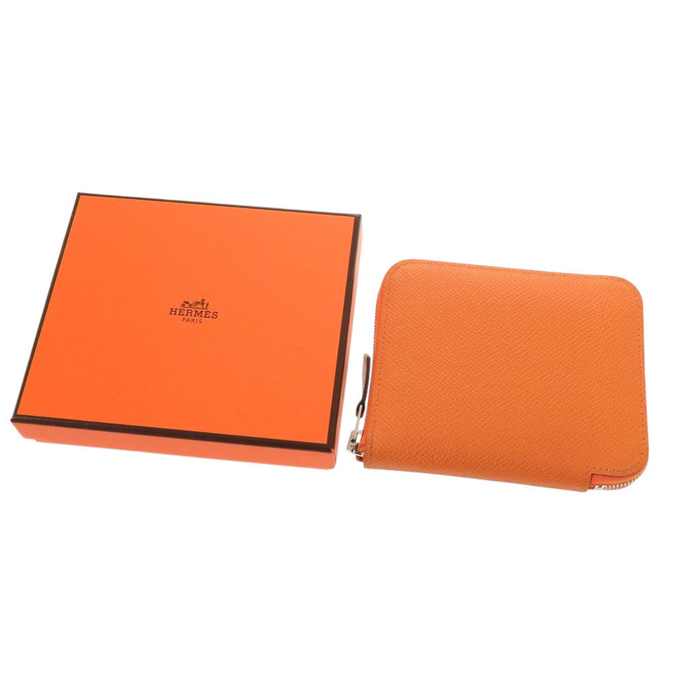 美品 エルメス アザップ シルクイン コンパクト オレンジ ヴォーエプソン B刻印(2023年製) コインケース 0347【中古】HERMES