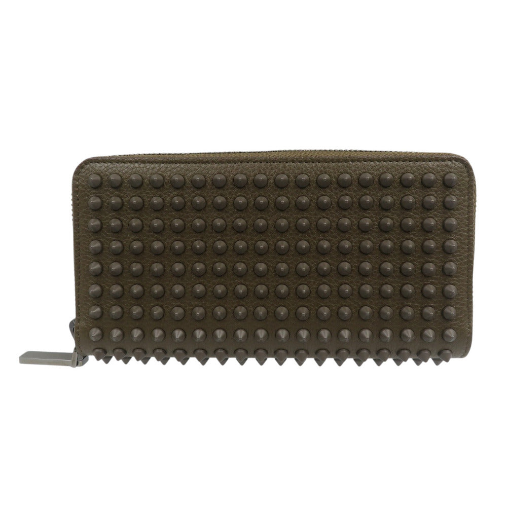 未使用 クリスチャンルブタン パネトーネ 1165044 レザー スパイク スタッズ ブラウン 長財布 0350【中古】Christian Louboutin