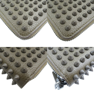 未使用 クリスチャンルブタン パネトーネ 1165044 レザー スパイク スタッズ ブラウン 長財布 0350【中古】Christian Louboutin