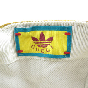 未使用 グッチ アディダス 696475 ナイロン レザー ブラウン M GGクリスタル ベースボールキャップ 帽子 0356【中古】GUCCI