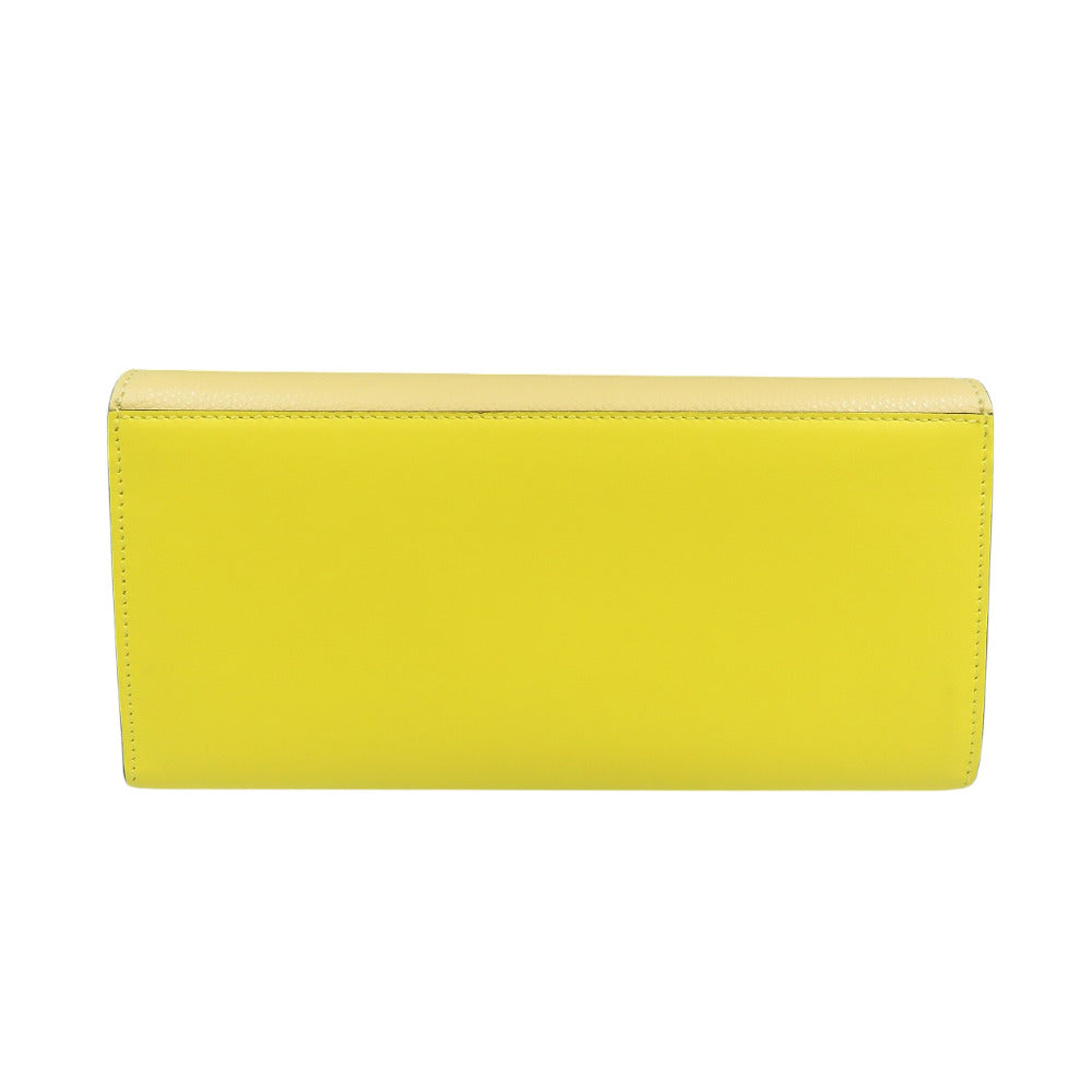 新品同様 フェンディ FFダイヤモンド 8M0251 レザー ゴールド金具 イエロー 長財布 0364【中古】FENDI