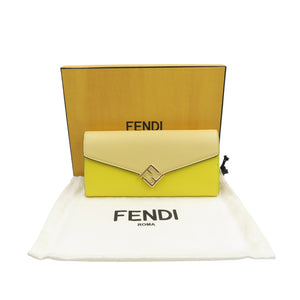 新品同様 フェンディ FFダイヤモンド 8M0251 レザー ゴールド金具 イエロー 長財布 0364【中古】FENDI
