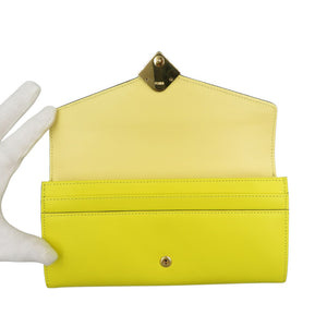 新品同様 フェンディ FFダイヤモンド 8M0251 レザー ゴールド金具 イエロー 長財布 0364【中古】FENDI