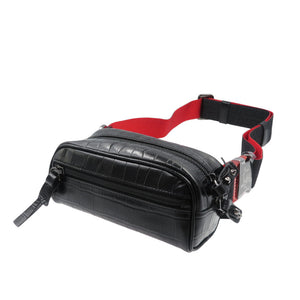 未使用 クリスチャンルブタン 1215059 クロコ型押しレザー シルバー金具 ブラック レッド クロスボディ バッグ 0371【中古】Christian Louboutin