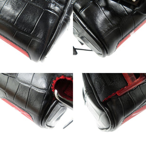 未使用 クリスチャンルブタン 1215059 クロコ型押しレザー シルバー金具 ブラック レッド クロスボディ バッグ 0371【中古】Christian Louboutin