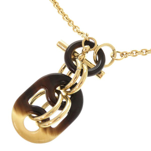 美品 エルメス ユリディス バッファローホーン メタル ブラウン ゴールド ネックレス 0375【中古】HERMES