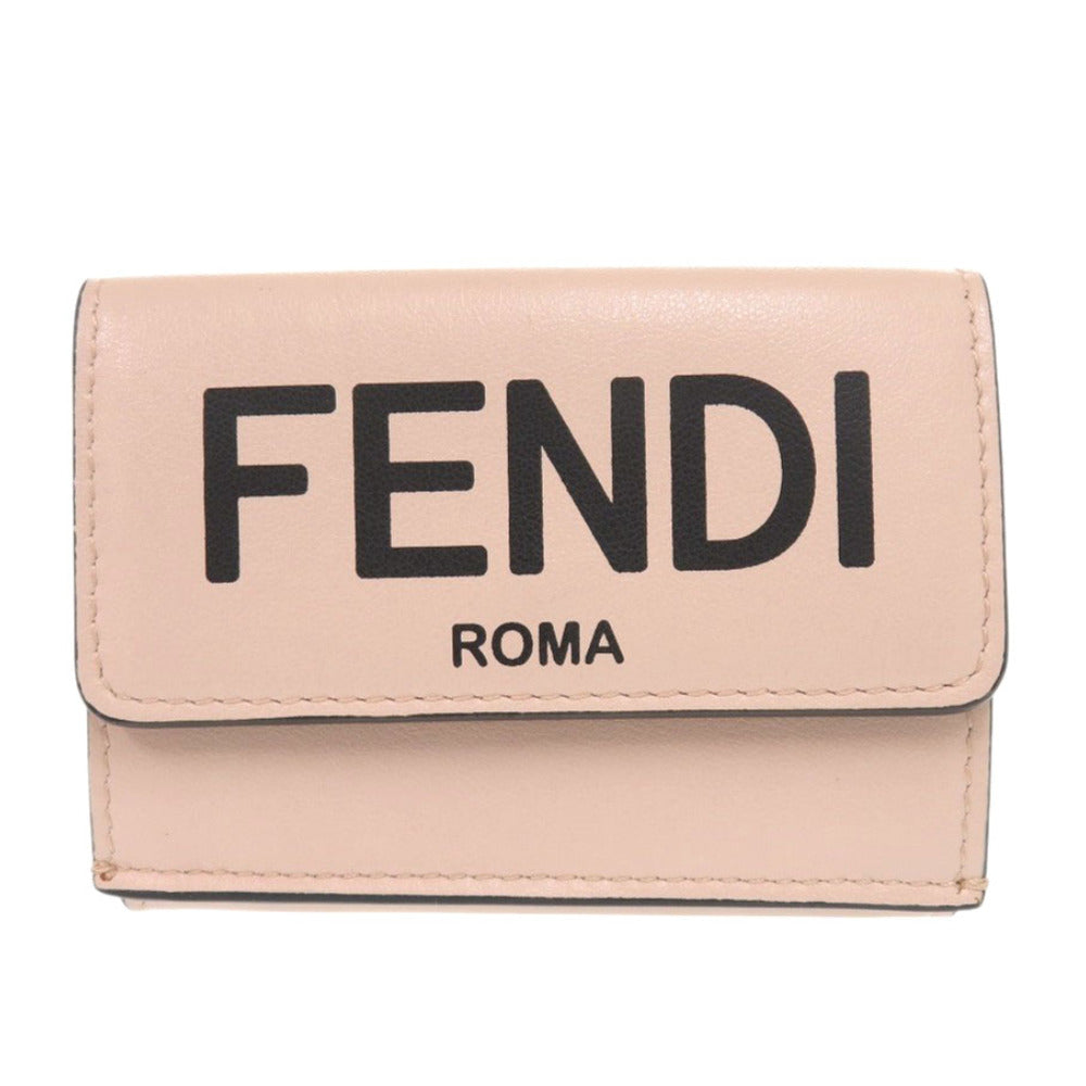 新品同様 フェンディ ローマ マイクロ 8M0395 レザー ピンク 三つ折り財布 0377【中古】FENDI