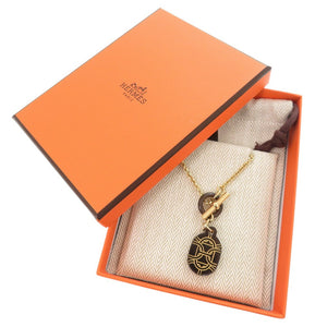 新品同様 エルメス シェーヌダンクル バッファローホーン メタル ブラウン ゴールド ネックレス 0380【中古】HERMES