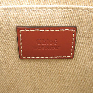 未使用 クロエ WOODY ウッディ ミディアム トートバッグ CHC22AS383I2690U レザー/リネンキャンバス ブラウン ハンドバッグ 茶 0387【中古】Chloe