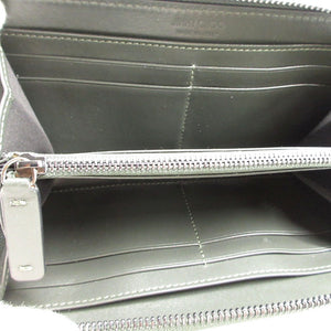 新品同様 ジミーチュウ ラウンドファスナー バイカラー 長財布 レザー カーキ/ブルー 0392【中古】JIMMY CHOO