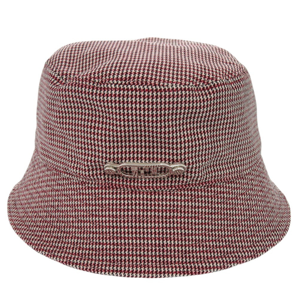 未使用品 フェンディ O’Lock オーロック ウール ポリエステル コットン レッド ブラック バケットハット 帽子 0395【中古】FENDI