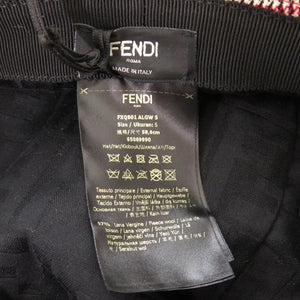 未使用品 フェンディ O’Lock オーロック ウール ポリエステル コットン レッド ブラック バケットハット 帽子 0395【中古】FENDI