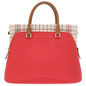 美品 メゾン マルジェラ 5AC S61WG0107 ラバー/レザー/キャンバス レッド トートバッグ 赤 0402【中古】Maison Margiela