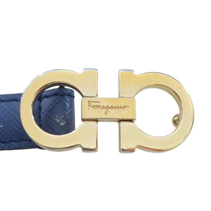 美品 サルヴァトーレフェラガモ ガンチーニ レザー ゴールド ブルー Cm-75 ベルト 0403【中古】Salvatore Ferragamo
