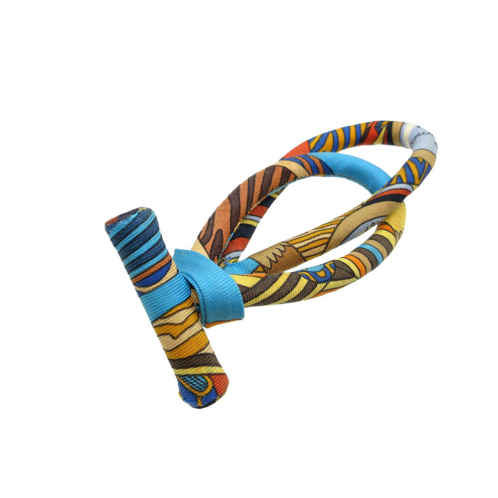 エルメス ブリッド ドゥ ソワ ダブル プティ アッシュ ブレスレット シルク マルチカラー 0417【中古】HERMES