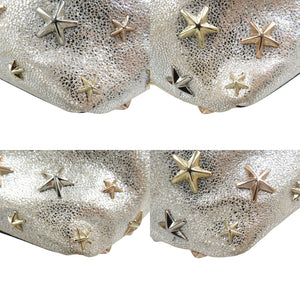 新品同様 ジミーチュウ ミニサラ レザー スタッズ シルバー 2WAY ハンドバッグ ショルダーバッグ 0420【中古】JIMMY CHOO