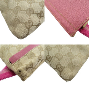 グッチ 28566 GGキャンバス ベージュ ピンク ボディバッグ ウエストバッグ 0422【中古】GUCCI