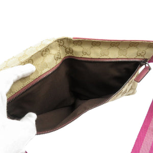 グッチ 28566 GGキャンバス ベージュ ピンク ボディバッグ ウエストバッグ 0422【中古】GUCCI