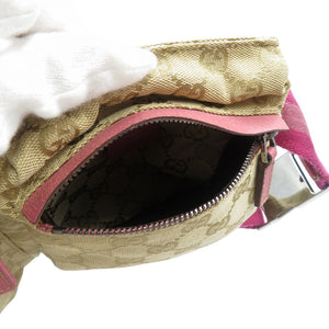 グッチ 28566 GGキャンバス ベージュ ピンク ボディバッグ ウエストバッグ 0422【中古】GUCCI