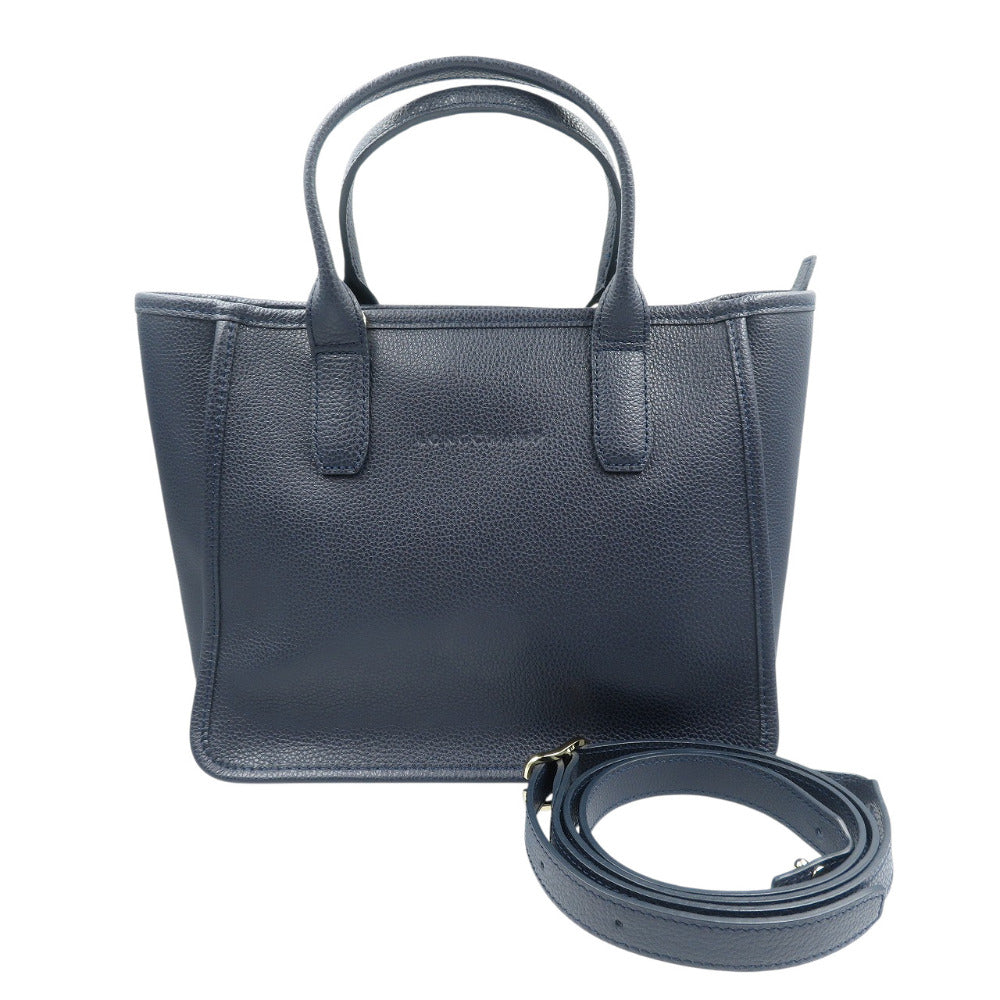 新品同様 ロンシャン ル フローネ 10156021 Y90 レザー ゴールド金具 ネイビー 2WAY ハンドバッグ ショルダーバッグ 0434【中古】LONGCHAMP