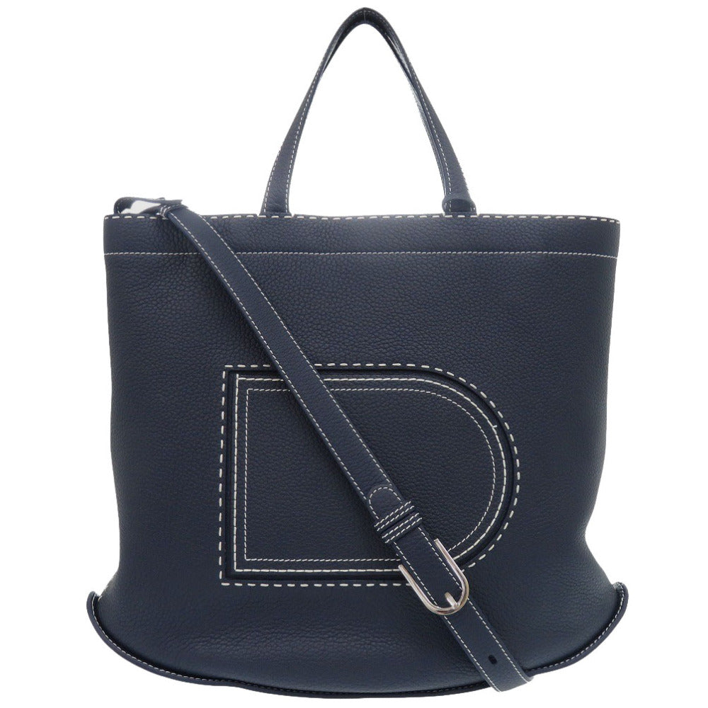 新品同様 デルボー 2WAY パン カバス レザー ネイビー トートバッグ 0436【中古】DELVAUX