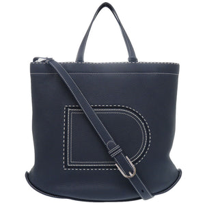 新品同様 デルボー 2WAY パン カバス レザー ネイビー トートバッグ 0436【中古】DELVAUX