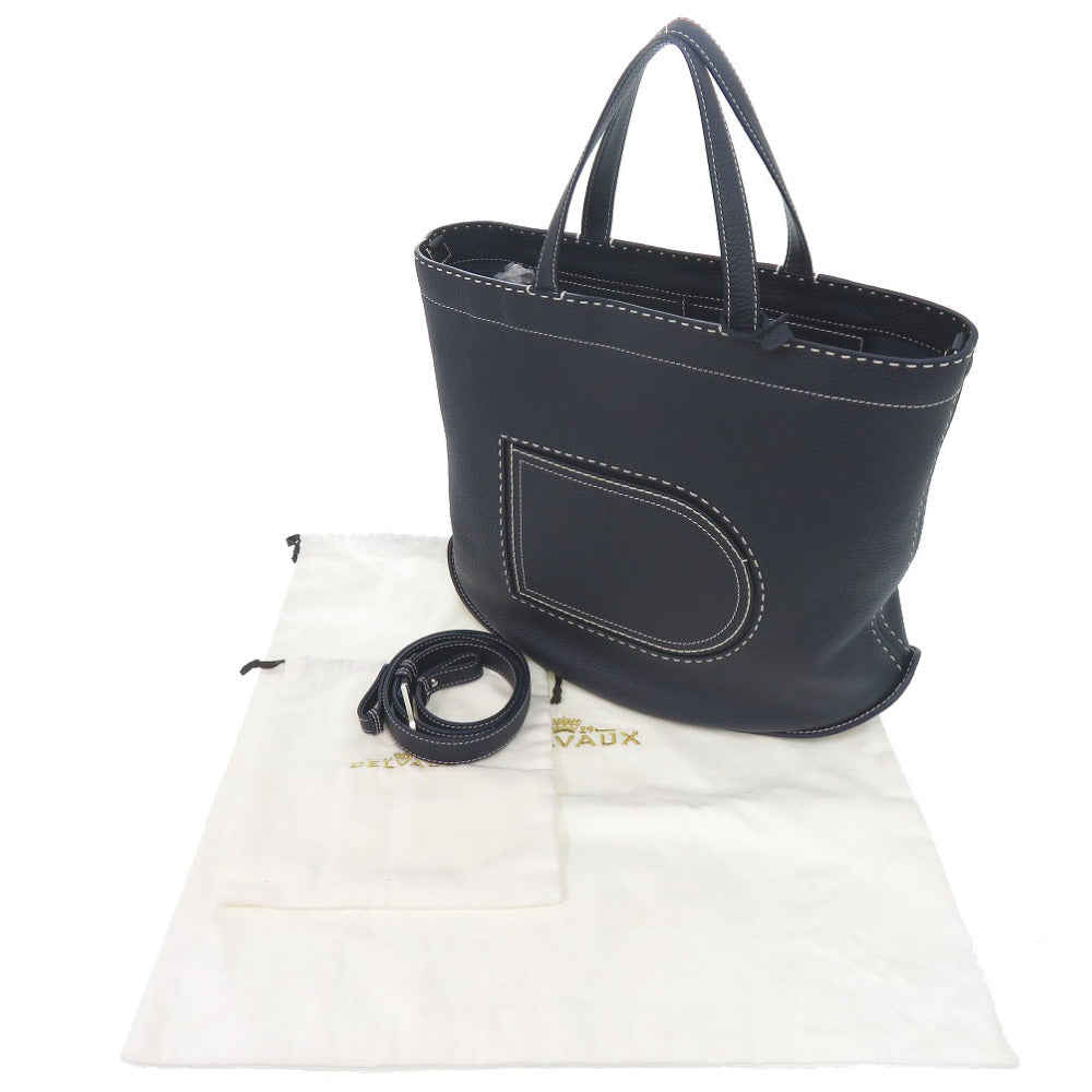 新品同様 デルボー 2WAY パン カバス レザー ネイビー トートバッグ 0436【中古】DELVAUX